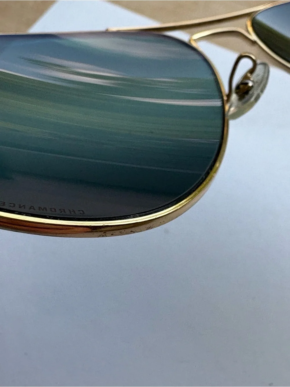 Ray-Ban Large Aviator Gold with Silver/Blue Polarized Flash Lenses